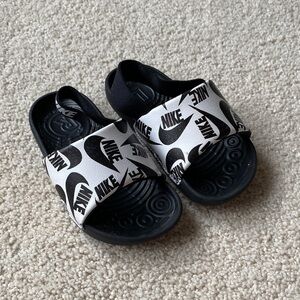 Nike Kids Black and White Logo Sandals